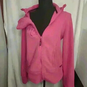 Calvin Klein Womens Jacket Size XL Pink Fleece Full Zip High Neck Pockets